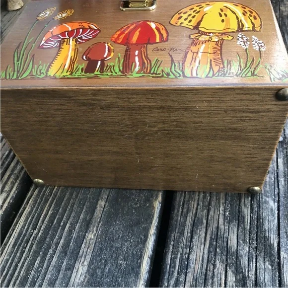Caro Nan Mushroom Wood Purse Handbag Bag Metal Handle Red Orange Vintage 60s 70s - Picture 6 of 10